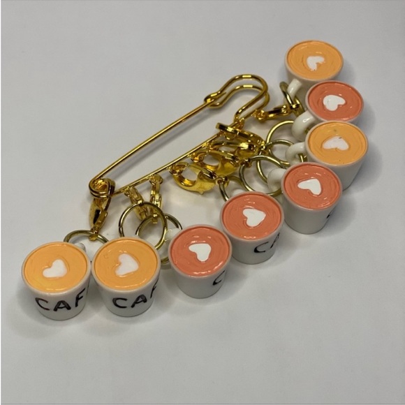 Cafe themed stitch markers for knitting and crochet. - Picture 6 of 6